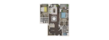 2 bed 2 bath 1,145 Sq. Ft. floor plan C at The Shelby, Illinois