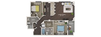 2 bed 2 bath 1,165 Sq. Ft. floor plan C1 at The Shelby, Chicago