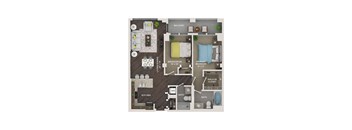 2 bed 2 bath 1,200 Sq. Ft. floor plan C2 at The Shelby, Illinois