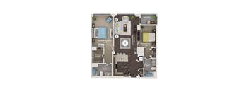 2 bed 2 bath 1,270 Sq. Ft. floor plan C3 at The Shelby, Illinois, 60616