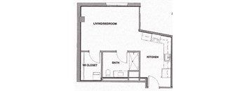 Studio 1 bath floor plan B at Lakeview 3200 Apartments, Chicago, IL