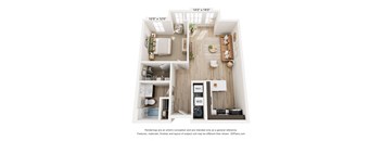 a 1 bedroom floor plan with a bathroom and a living room