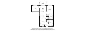 A floor plan of a one bedroom apartment.