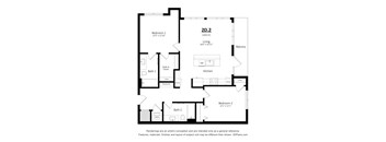 A black and white floor plan of a two bedroom apartment.