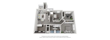 2 bed 2 bath 1,168 Sq. Ft. Drake floor plan at Landings at Amhurst Lake Apartments, Waukegan