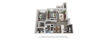 2 bed 2 bath 1,005 Sq. Ft. Harlequin floor plan at Landings at Amhurst Lake Apartments, Waukegan, 60085