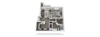 1 bed 1 bath  695 Sq. Ft. Mallard floor plan at Landings at Amhurst Lake Apartments, Illinois