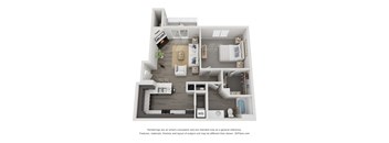 1 bed 1 bath 747 Sq. Ft. Swallowtail floor plan  at Landings at Amhurst Lake Apartments, Waukegan, IL, 60085