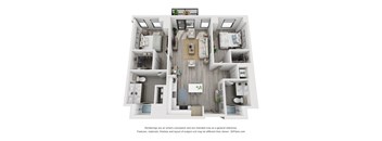 2 bed 2 bath floor plan M at Residences at Addison Clark, Chicago, 60613