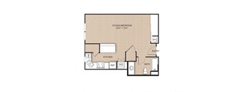 Studio 1 bath 571 Sq. Ft. | S01 floor plan at Apex 41, Lombard, IL