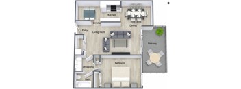 1 bed 1 bath floor plan B at Fieldpointe of Schaumburg, Schaumburg, IL, 60173