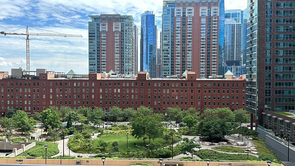 a view of the city from the roof of a building