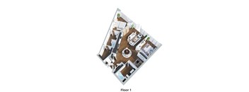 A top down view of a floor plan of a house.