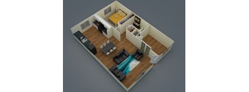 Fifteen 50 Two Bedroom One Bath Floor Plan