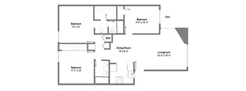 3 Bedroom 2 Bath Floorplan