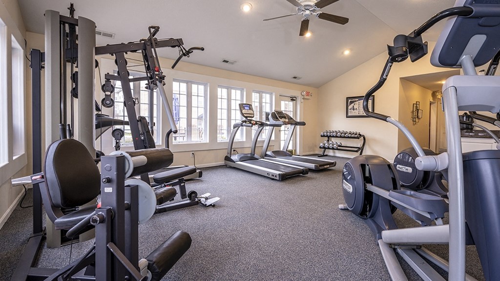 the gym at the enclave at woodbridge apartments in sugar land, tx