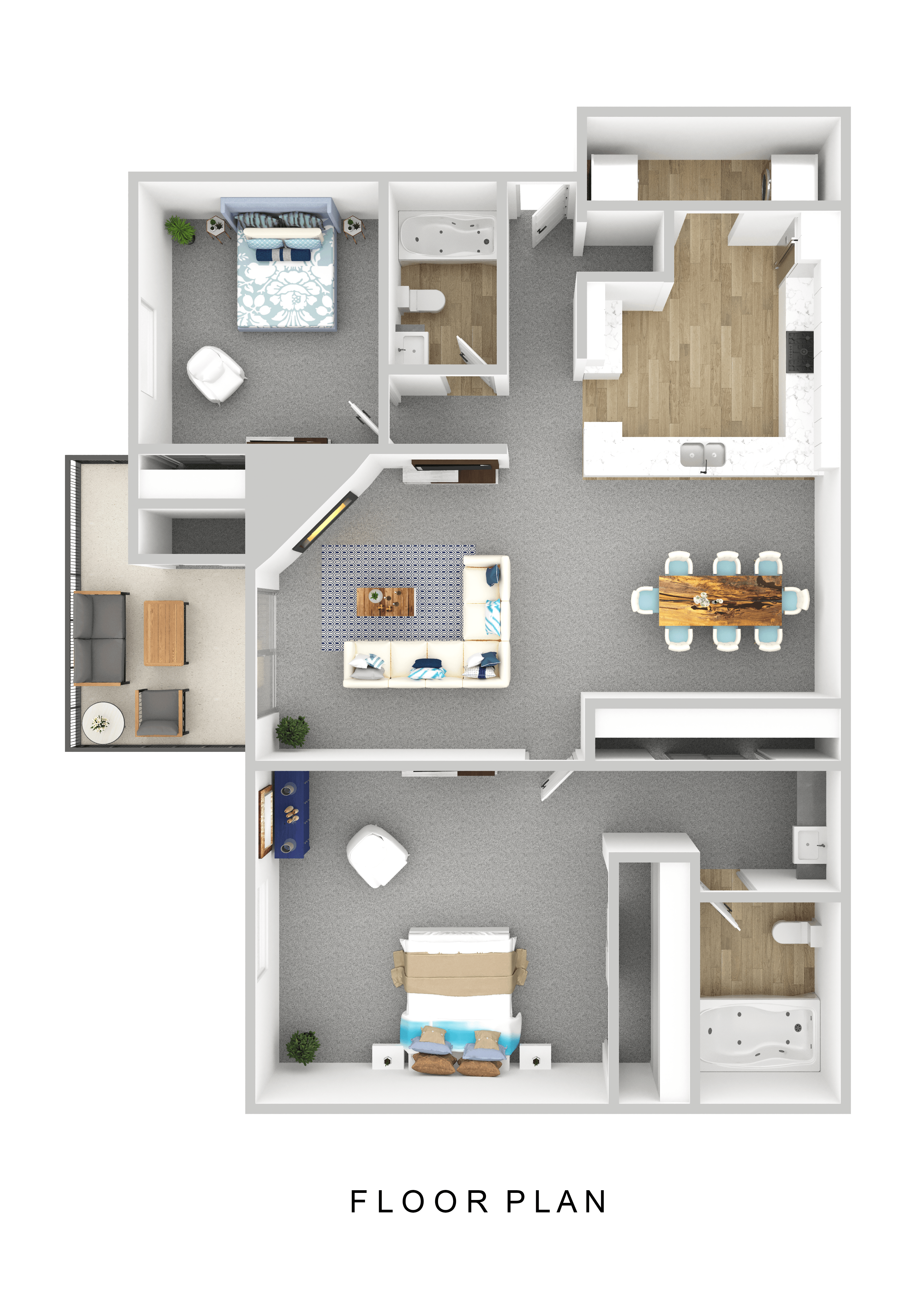 Patchen Oaks Bluegrass Floorplan - 2 Bedrooms