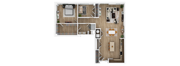 a floor plan of a home with a bedroom and a living room