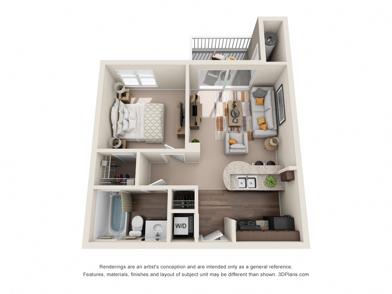 a 2 bedroom192 sq ft floor plan
