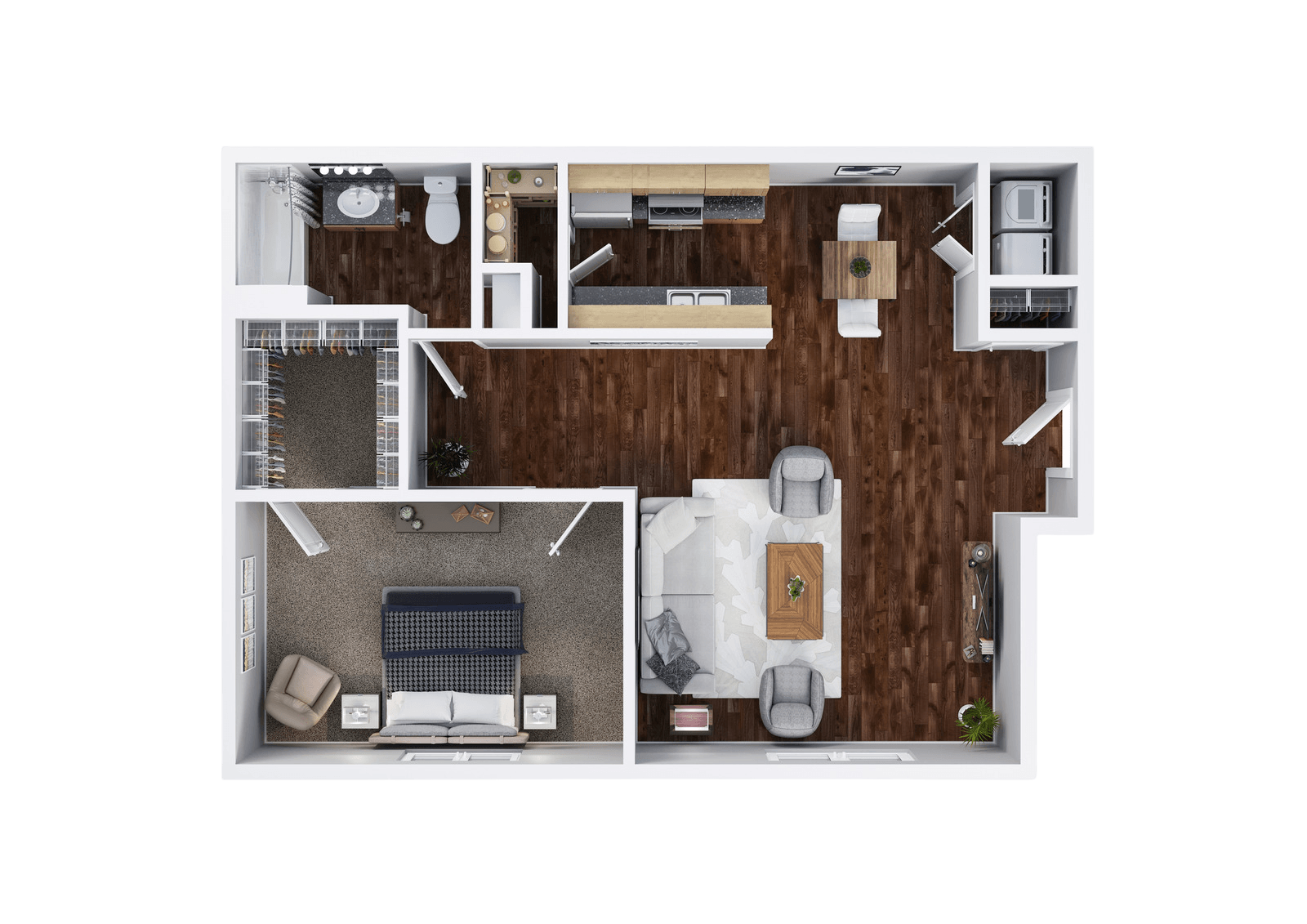 a floor plan of a 1 bedroom apartment