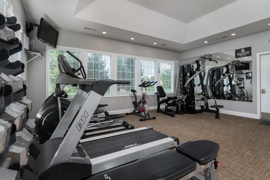 the gym at the enclave at woodbridge apartments in sugar land, tx