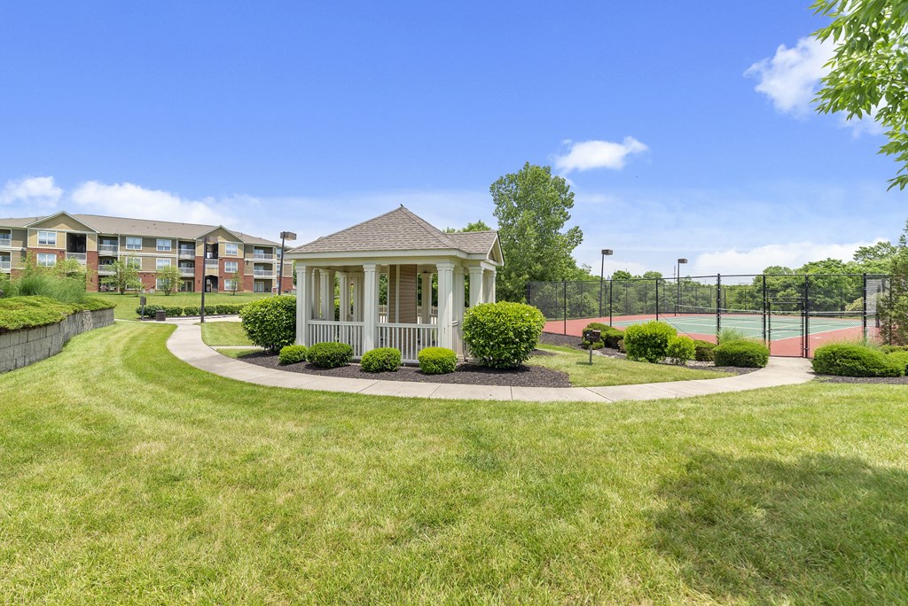 a gazebo at the whispering winds apartments in pearland, tx