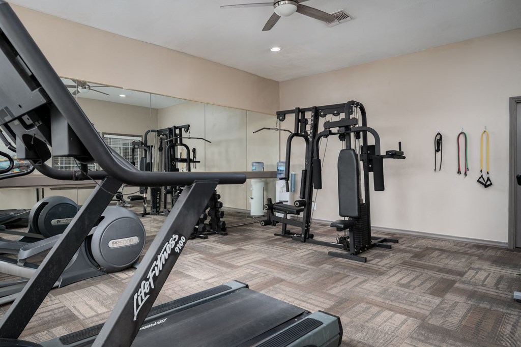 the gym at the legend at park ten apartments in houston, tx