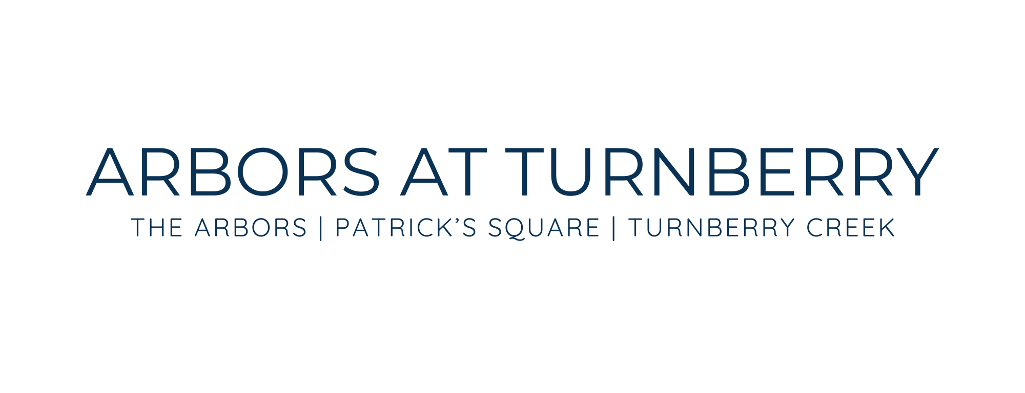 A green background with white text that reads "Arbors at Turnberry, The Arbors, Patrick