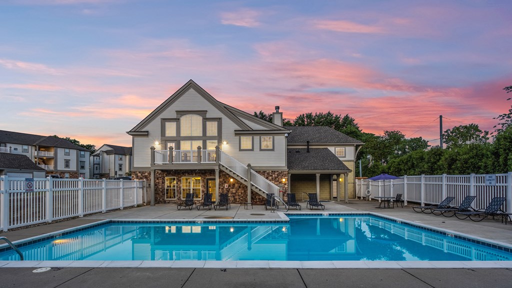 Speedway In Apartments - Gated Pool With Sundeck And Lounge Chairs.