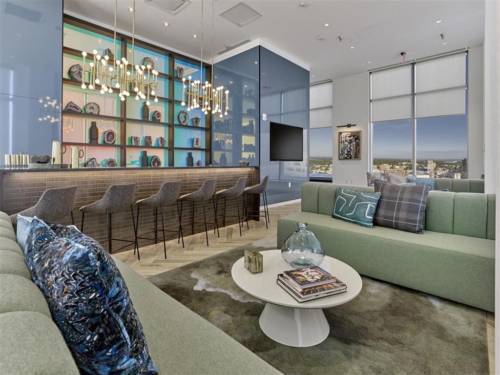 a living room with a couch and a coffee table