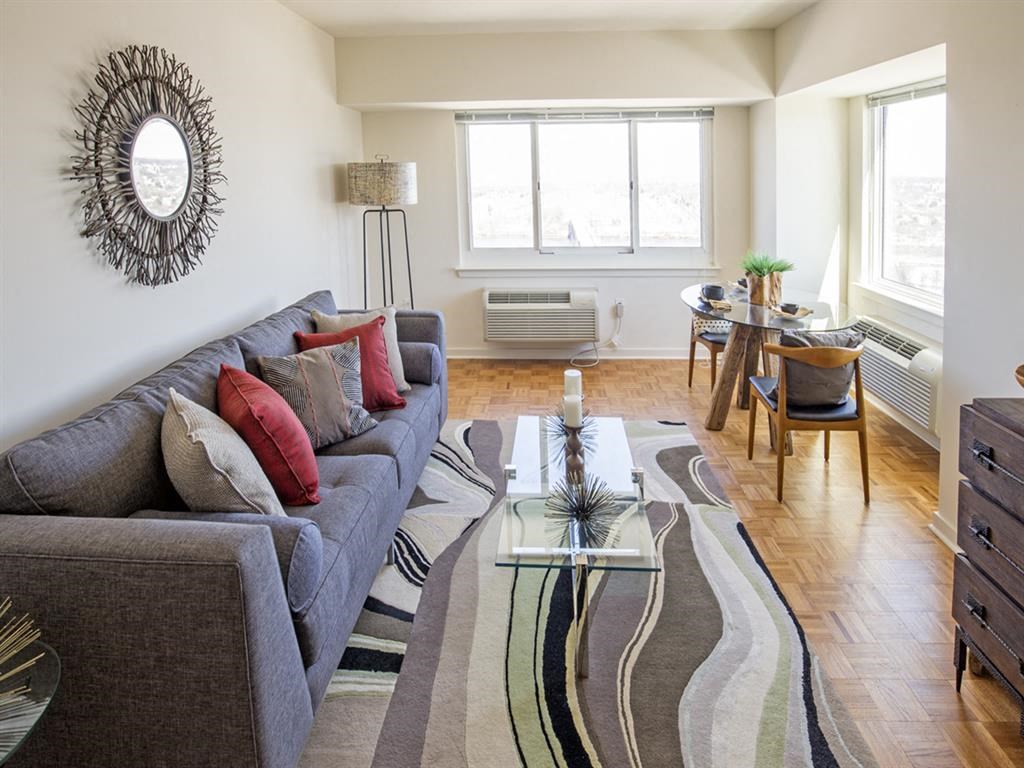 Living room in model apartment