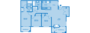 Villas at Montebella 3B Floor plan 2d image depicting floor play layout.