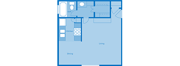 Rio Vista Studio Apartment Layout image.