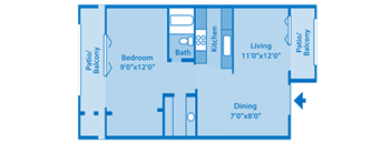 A blueprint of floor plan with bathroom and bedroom.