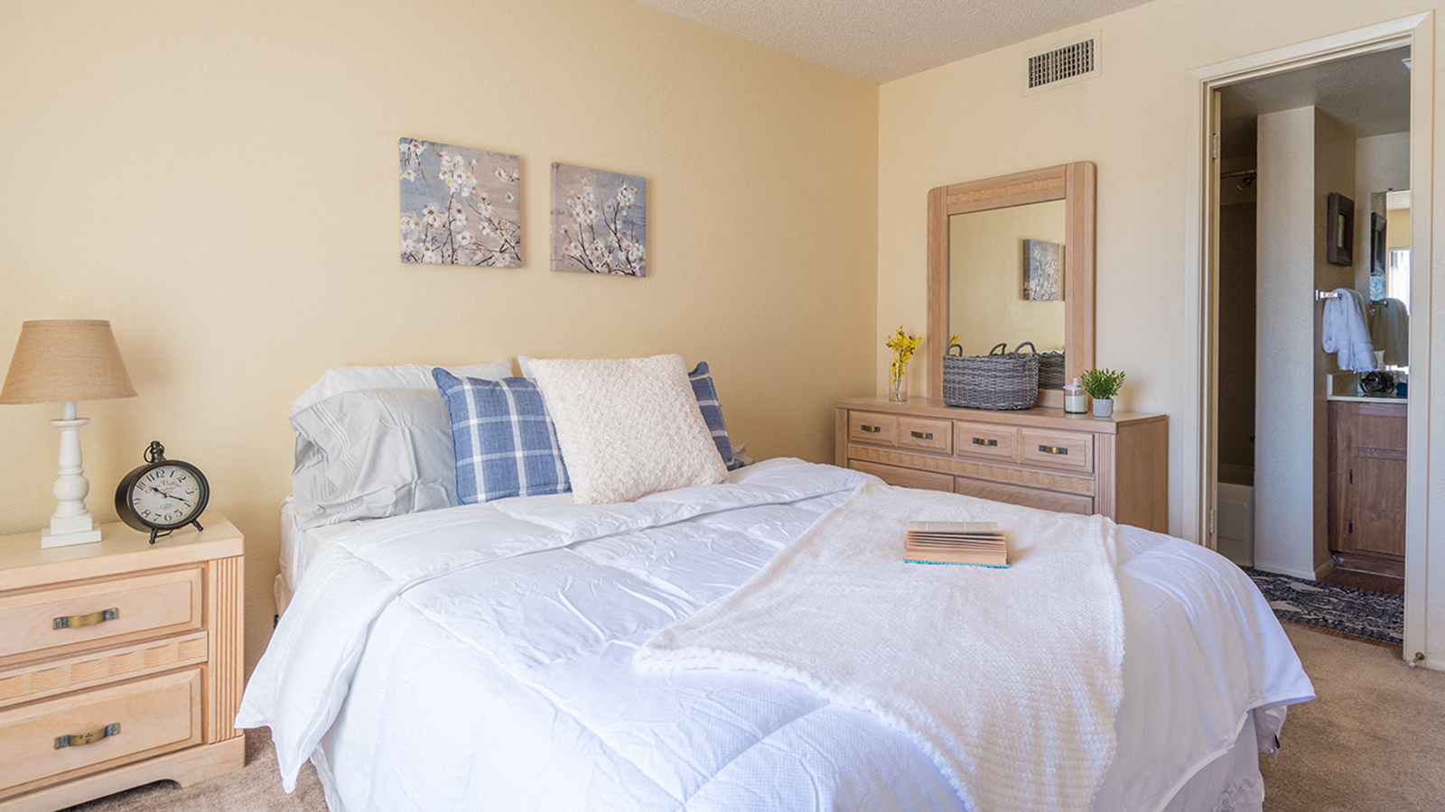 Sycamore Creek Large Master Bedroom with drawers and carpet flooring