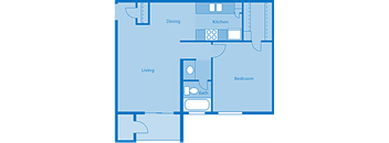 Rio Vista One Bedroom C Apartment Layout image.