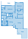 3A | Three Bedroom - Garden Level