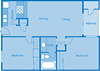 Rio Vista Two Bedroom D Apartment Layout image.