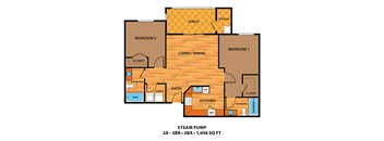 a floor plan of a home with bedrooms and a living room