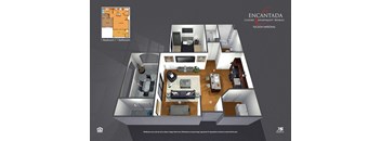 a 3d rendering of a residential floor plan of a house