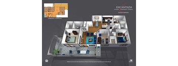 a 3d rendering of a floor plan of a house