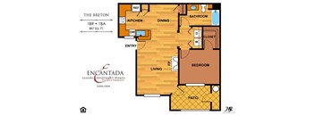 Encantada Queen Creek Brenton floor plan with a single bedroom and bathroom