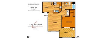 Dartmoor floor plan at Encantada Queen Creek with a bedroom and a living room