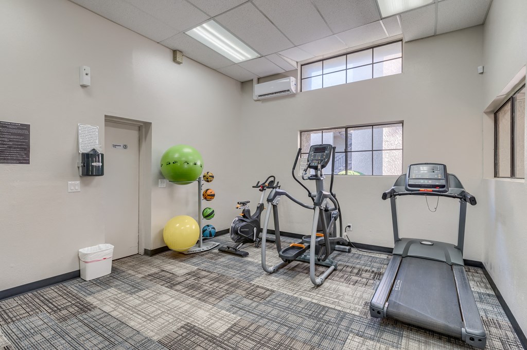 our fitness center has a treadmill and elliptical machines for your convenience