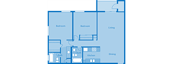 Rio Vista Two Bedroom F Apartment Layout image.