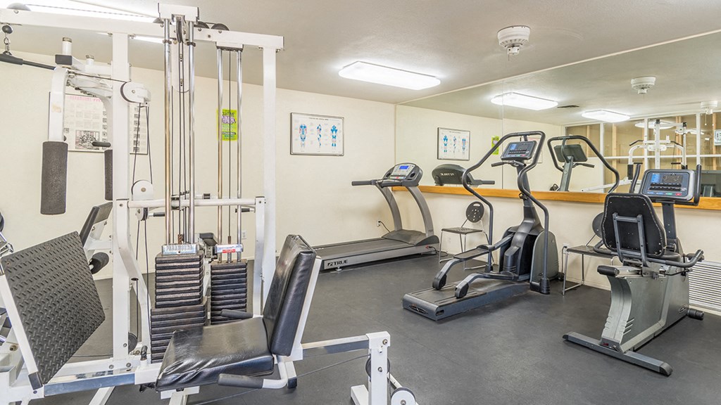 The Springs fitness center with weight stations and fitness equipment