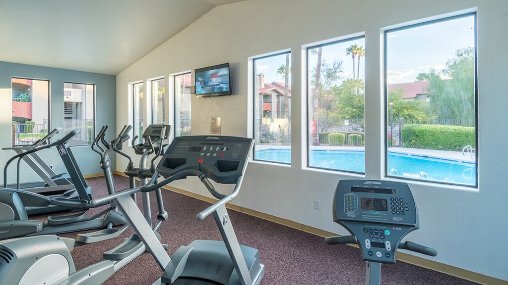 Enclave fitness center with weight stations and fitness equipment