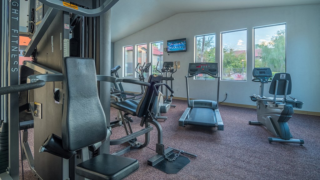 Enclave fitness center with weight stations and fitness equipment