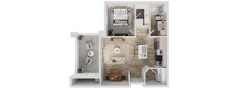 A white and wood kitchen with a sink and a fridge.
