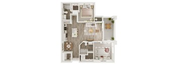 a234 floor plan  1 bedroom with 2 baths  129